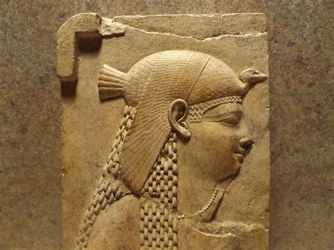 egyptian art cleopatra dressed as the goddess isis relief sculpture