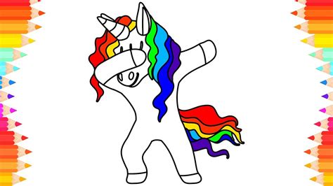 dabbing unicorn coloring pages