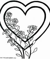 Heart Coloring Pages Key Color Getcolorings Roses sketch template