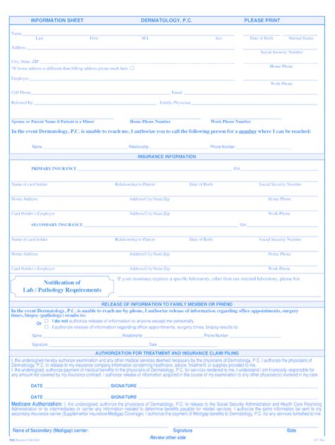 name date of birth sex f m please print dermatologypc com form fill