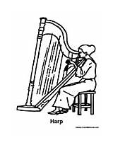 Harp Coloring Pages Playing Woman sketch template