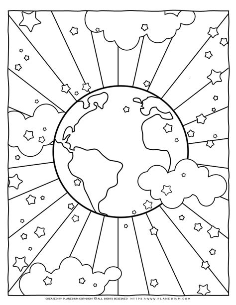 earth coloring page planerium