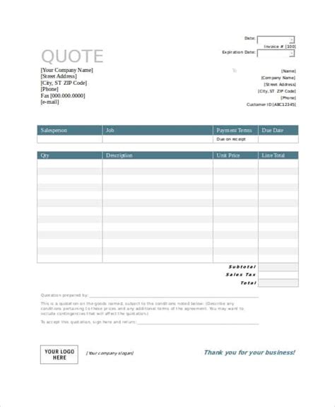 quotation templates quote samples word excel  quote