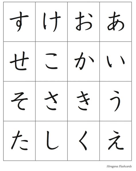 hiragana flash cards printable   printable