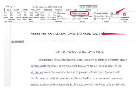 running head  ms word techwallacom