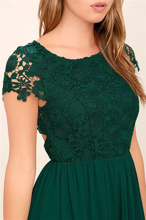 lovely forest green dress lace dress maxi dress 86 00