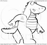 Alligator Upright Walking Clipart Cartoon Outlined Coloring Vector Thoman Cory Royalty sketch template