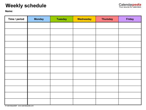 daily schedule template printable templates