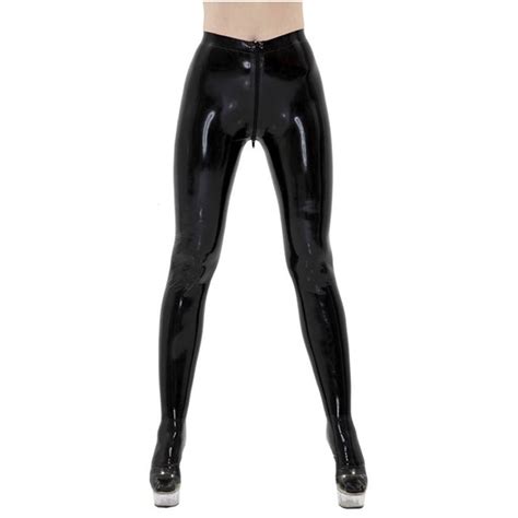 mode vrouwen  sexy zwarte latex strakke broek met sokken fetish rubber broek rits  size