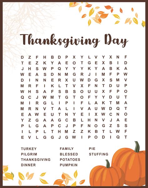 thanksgiving printable word searches  grade