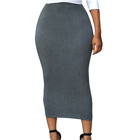 meihuida women high waist bodycon straight stretch pencil midi skirt