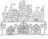 Coloring Castle Printable Adult Print Paste Cut Craft Whimsical Tale Fairy sketch template