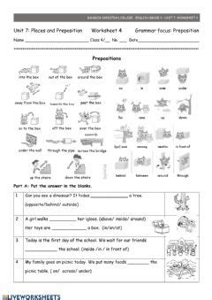 english exercises preposition  place