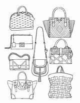 Fashion Colouring Handbag Book Bolsas Desenhos Moda Coloring Handbags Bolsa Vestidos Escolha Pasta sketch template