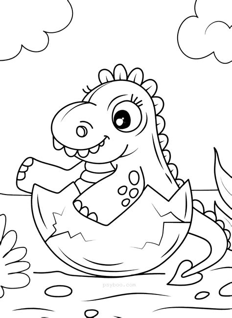 baby dinosaur hatched   egg coloring page dinosaur coloring