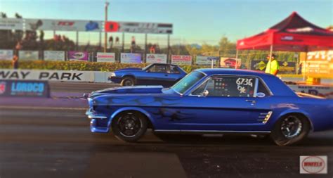 pair of single digit mustangs drag racing hot cars