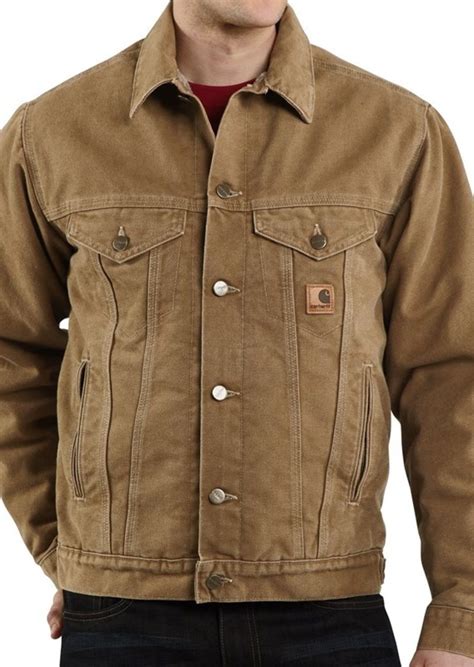 carhartt carhartt sandstone jean jacket sherpa lined for tall men