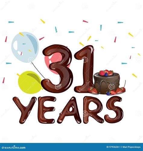 gelukkige verjaardag eenendertig  jaar vector illustratie illustration  uitnodiging