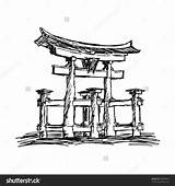Shrine Itsukushima sketch template