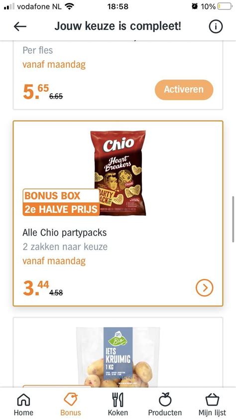 bonus box vanaf maandag frikandelbroodje  voor  alle chio partypacks  halve prijs