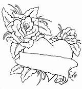 Heart Roses Hearts Drawing Tattoo Drawings Rose Banners Pencil Designs Coloring Pages Cliparts Banner Lineart Clipart Sketches Wings Cool Deviantart sketch template