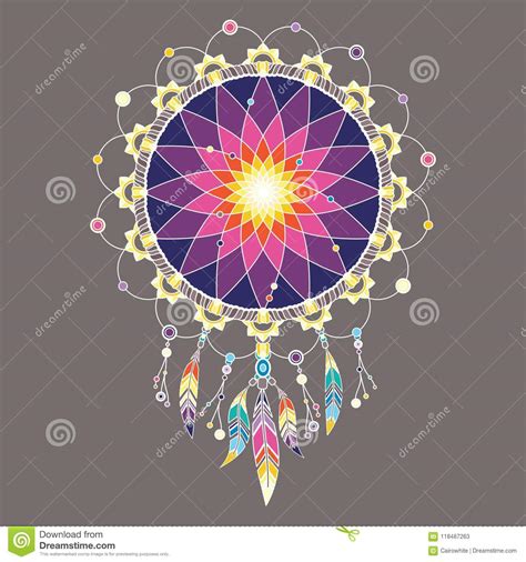 dreamcatcher colorful decorative mandala stock vector illustration