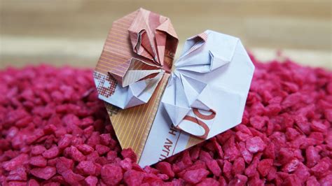 einfache schritte fuer origami geld herz falten zenideen