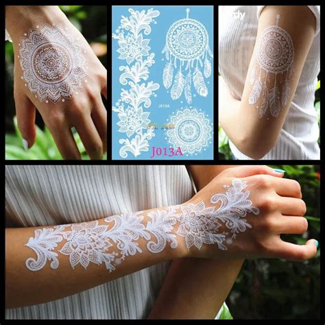 white henna dreamcatcher temporary tattoo for women wedding body art