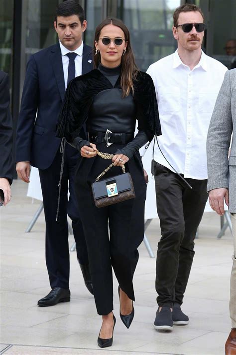 alicia vikander looks stylish in an all black ensemble as she stepped