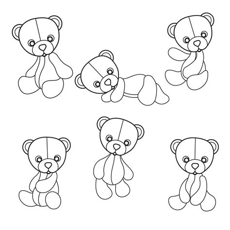 teddy bears hand drawn  adult coloring book  vector art