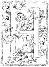 Pages Coloring Fairy Alphabet Fairies Flower Visit sketch template
