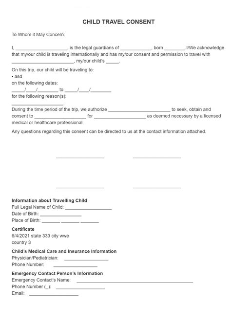 notary printable child travel consent form printable forms