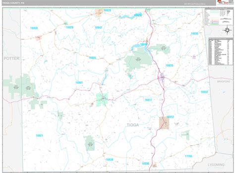 tioga county pa wall map premium style  marketmaps