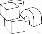 3d Shapes Coloring Cube Pages Cubes Play Shape Clipart Printable Color Geometric Super sketch template