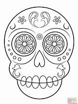 Skull Coloring Sugar Simple Easy Pages Printable Color sketch template
