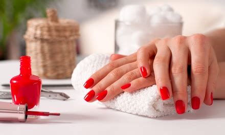 classic manicure  pedicure red nail salon spa groupon