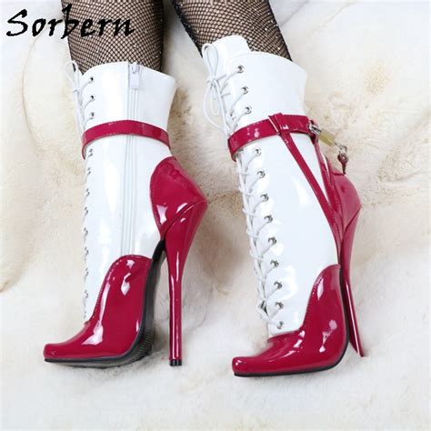 Sorbern Sexy Lockable Ankle Boots For Women Ballet High Heel Stilettos