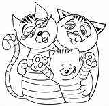 Katzen Katzenfamilie Ausmalbild Ausdrucken Familie Katzenbabys Schule Malvorlagen Kostenlos Katze Drucken Hunde Kätzchen sketch template