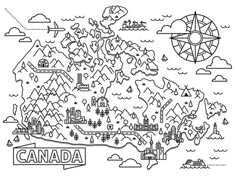 coloring page canada canada map map social studies worksheets gambaran
