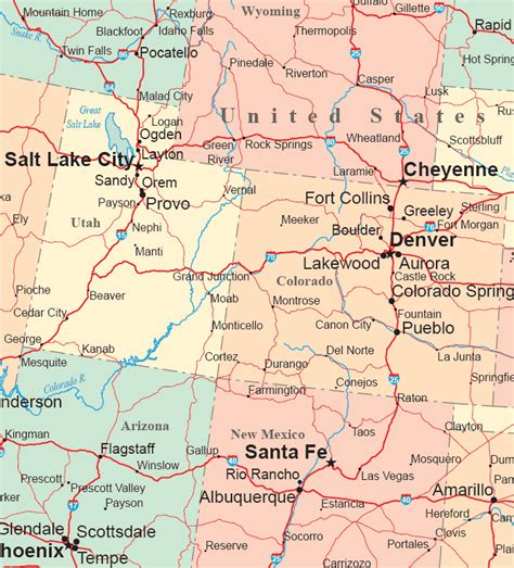 central rocky mountain states road map