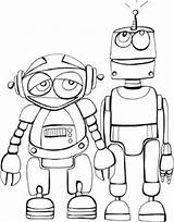 Coloring Robot Pages Book Kids Friends sketch template