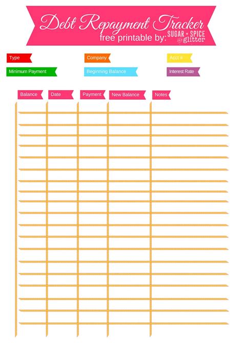 debt  charts printables