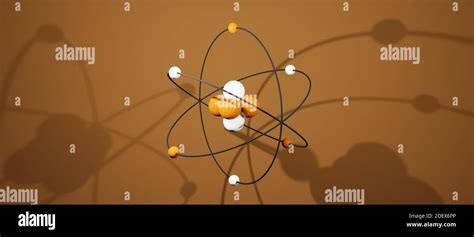 modell eines atoms mit atomkern elektronen protonen und neutronen