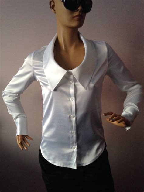 white womens satin blouse white satin shirt business blouse etsy
