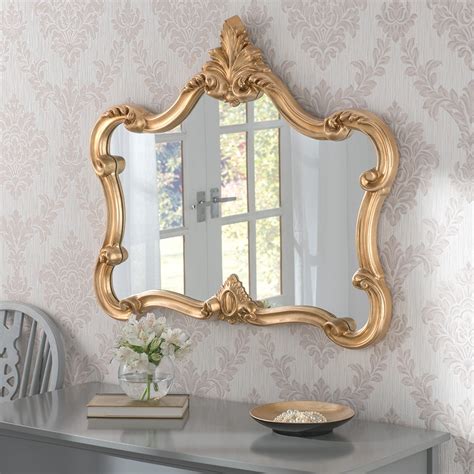 crested large decorative ornate framed wall mirror gold  enid hutt gallery