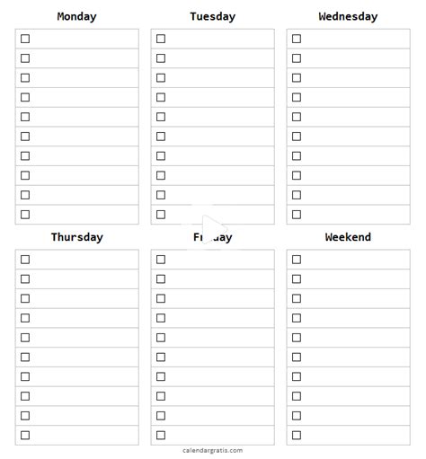printable weekly   list template   pinterest tumblr