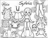 Paper Doll Printable Pixie Asian Clothing Dolls Sylvia Color Coloring Contemporary Print Pdf Puck Paperthinpersonas Bw sketch template
