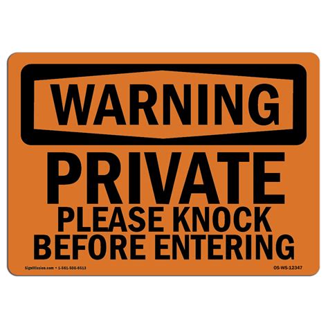 osha warning sign private please knock before entering made in the