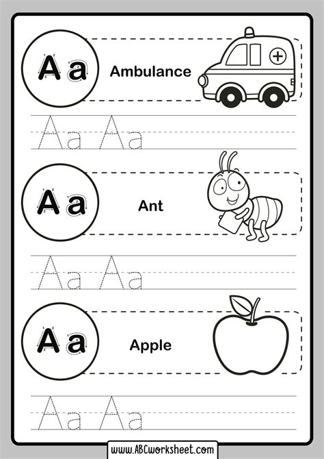 tracing letters practice abc worksheet