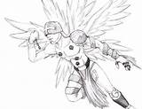 Angemon Digimon Saij Lineart sketch template